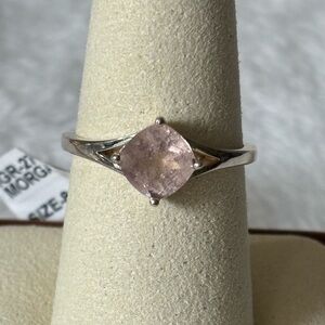 NWT Natural Pink Morganite Cushion Cut 925 Sterling Silver Ring
